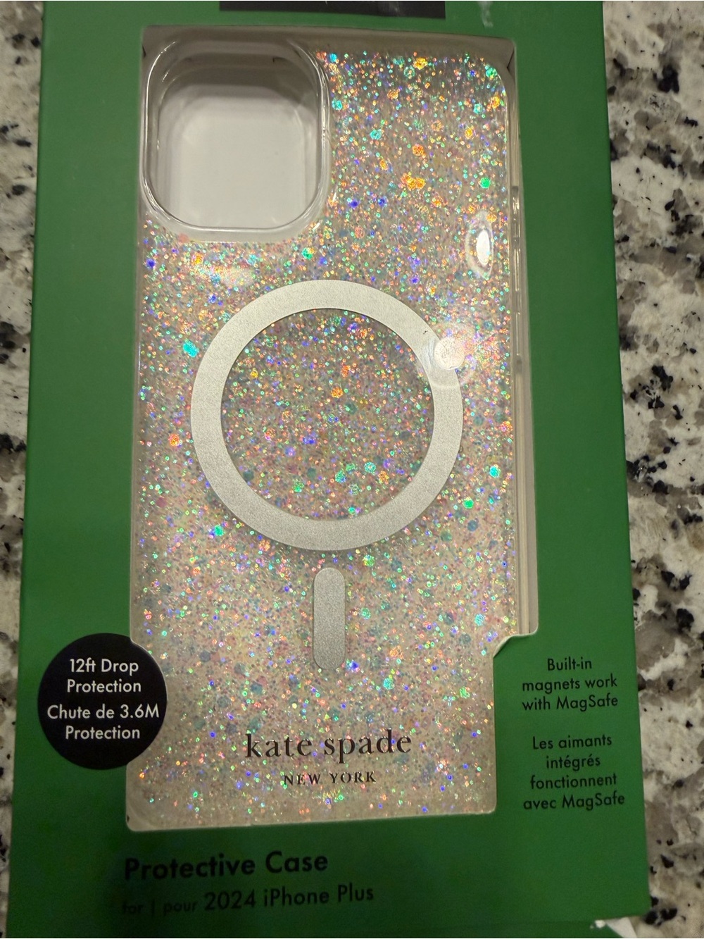kate spade Iridescent Glitter MagSafe Protective Case - Clear Sparkle
